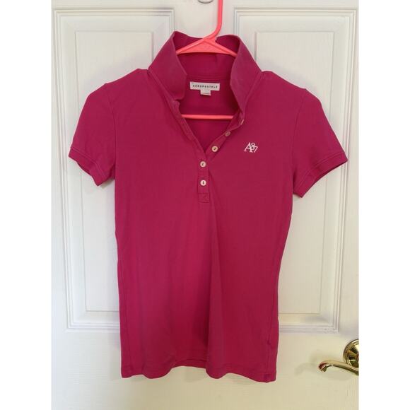 Aeropostale Pink Polo Shirt Size Small Preppy Y2K - Picture 2 of 5